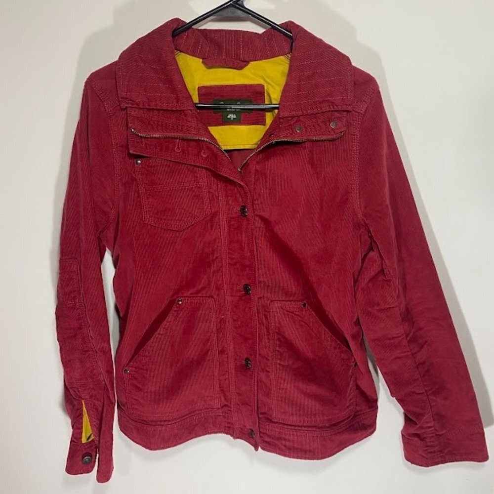 Vintage Eddie Bauer Red Button Up Zip Corduroy Cotton Jacket